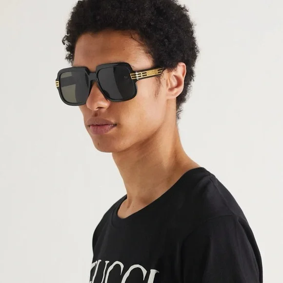New- Authentic Gucci Sunglasses Men's GG0979S 001 Black/Grey 59-15-140mm